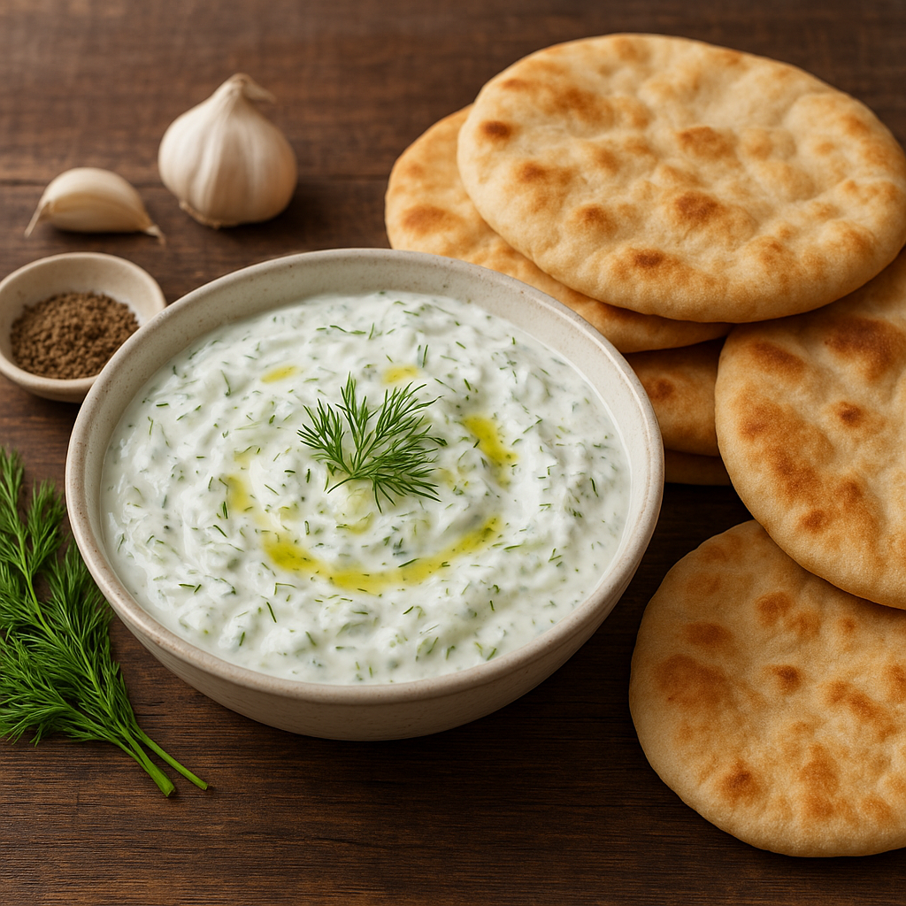 Jak zrobić klasyczne greckie tzatziki i pita chlebki