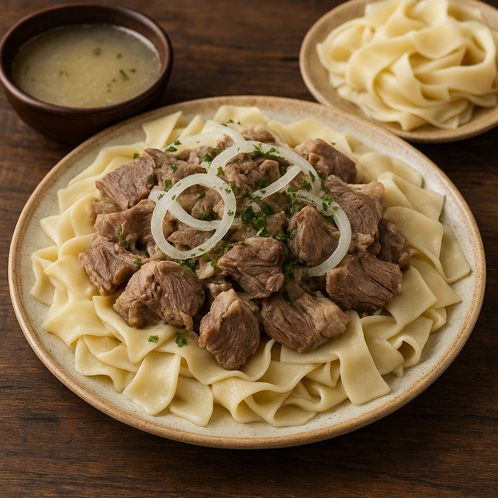 Beshbarmak – kazachskie danie z mięsa i makaronu